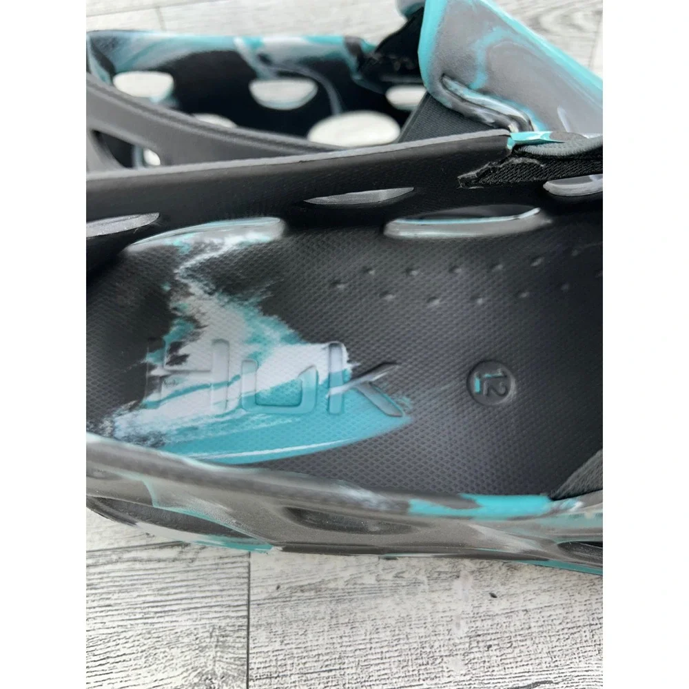 Huk Brewster Marble Shoes Men Sz 12 Black Teal Slip On Water Fishing Boating EVA